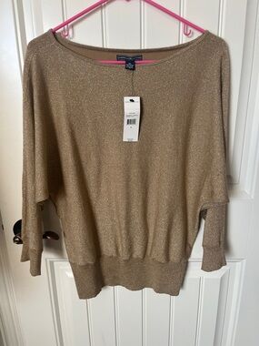 American Living Shimmery Gold Scoop Neck Sweater